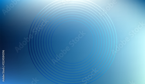 Abstract gradient background with concentric circles and blue hues, creating a sense of depth and perspective, suitable for modern design projects
