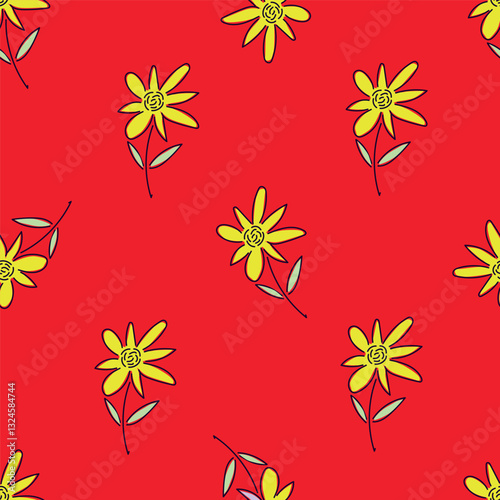 Exotic hand drawn flowers, seamless patterns with floral for fabric, textiles, clothing, wrapping paper, cover, banner, home decor, abstract backgrounds. Vector illustration.