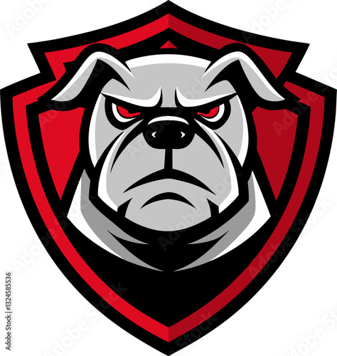 Vector illustration of fierce bulldog logo with shield