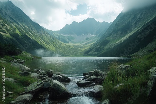 Fototapeta Naklejka Na Ścianę i Meble -  A view of the lake in the Tatra Mountains, Poland