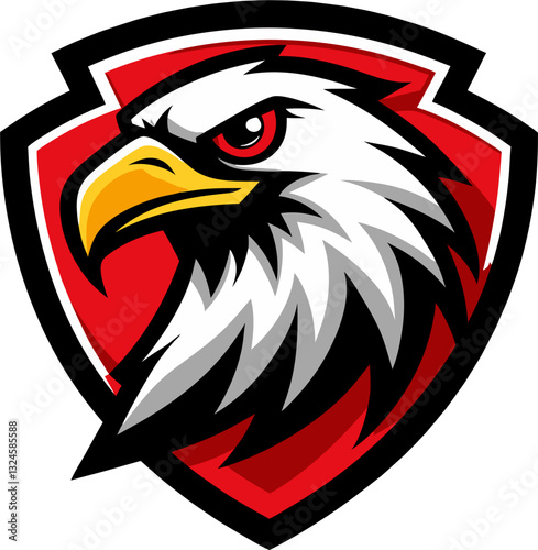 Aggressive, fierce, eagle head shield vector illustration 