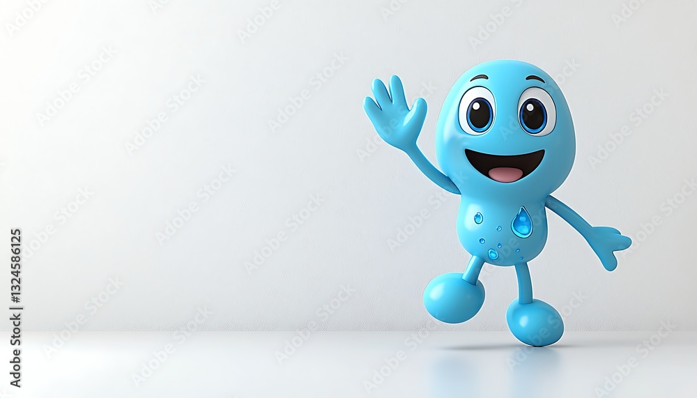 Happy Water Drop Character Waves. Happy Water Drop Character Waves.