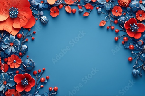 Elegant Floral Arrangement in Vibrant Colors Against a Blue Background Enhanc...