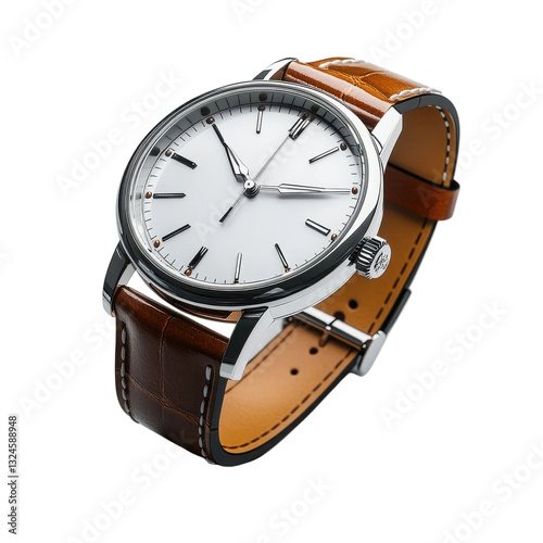 Wallpaper Mural Elegant Men s Wristwatch with Brown Leather Strap and White Dial Classic Timepiece Torontodigital.ca