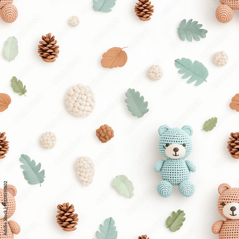AI generator image of pattern with a cute little bear ,fabric pattern, gift wrapping paper pattern AI generator image of pattern with a cute little bear ,fabric pattern, gift wrapping paper pattern