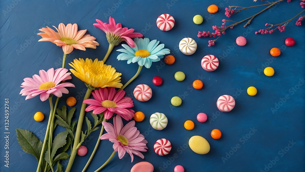 Fototapeta premium easter eggs and flowers