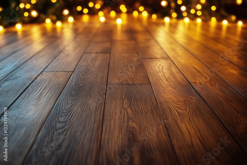 Wooden Floor Illuminated by Soft Lights Creates a Warm and Inviting Atmospher...