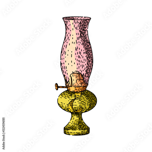 kerosene oil lamp sketch hand drawn vector