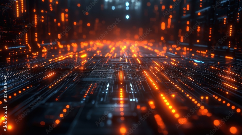 Abstract Glowing Circuit Board Network Abstract Glowing Circuit Board Network