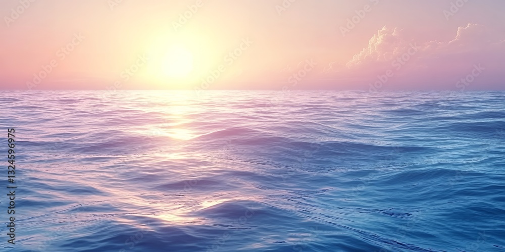 Obraz premium Serene Ocean Sunset Peaceful Water Waves Sky Calm Beautiful Nature Scene