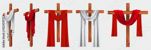 Good Friday Banner, Variations of Christian Crosses with Draped Cloths