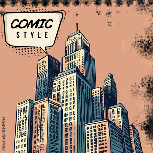 Retro Pop Art Building Illustration Comic Style Vector