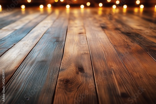 Wooden Floor Illuminated by Soft Lights Creates a Warm and Inviting Atmospher...
