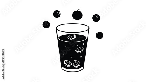 Refreshing Fruit Juice Drink with Apple and Citrus Slices