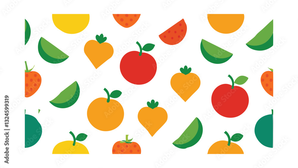 Obraz premium Vibrant Fruit Pattern Apples, Oranges, Limes, and Strawberries