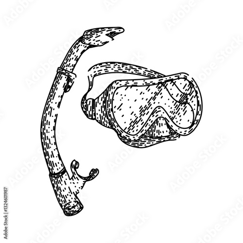 mask snorkel sketch hand drawn vector