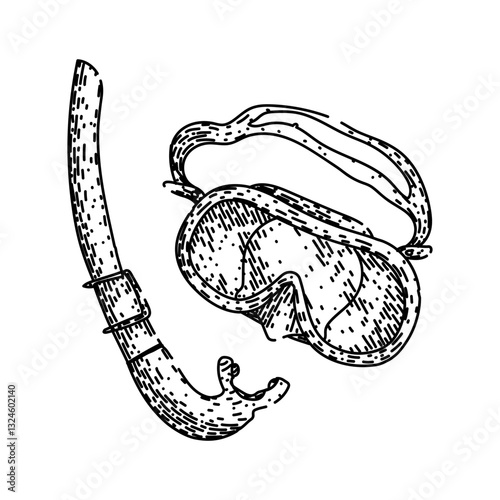 ocean snorkel sketch hand drawn vector