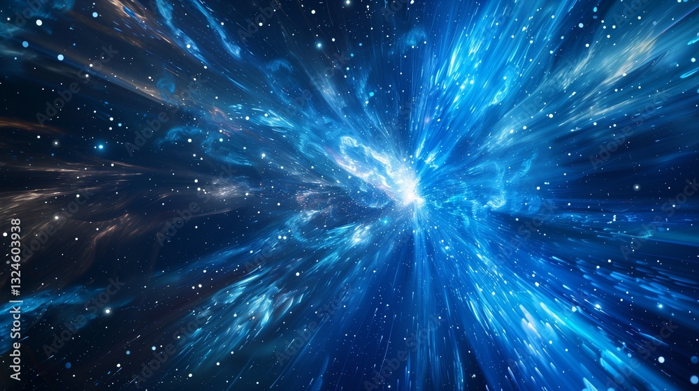 Fototapeta premium an thrilled abstract illustration of vibrant blue bursts