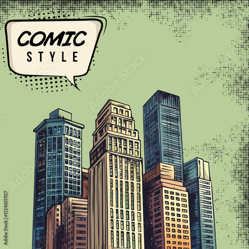 Retro Pop Art Building Illustration Comic Style Vector