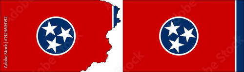 Tennessee State flags vector. Standard flag and with torn edges