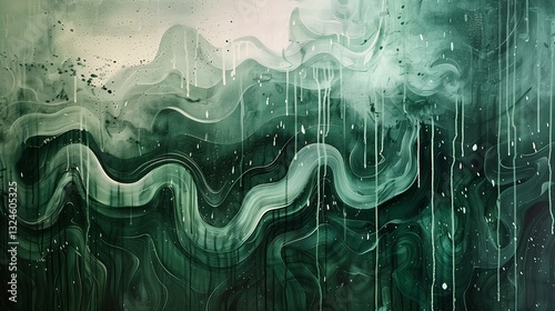 a sorrowful abstract piece with drooping green curves