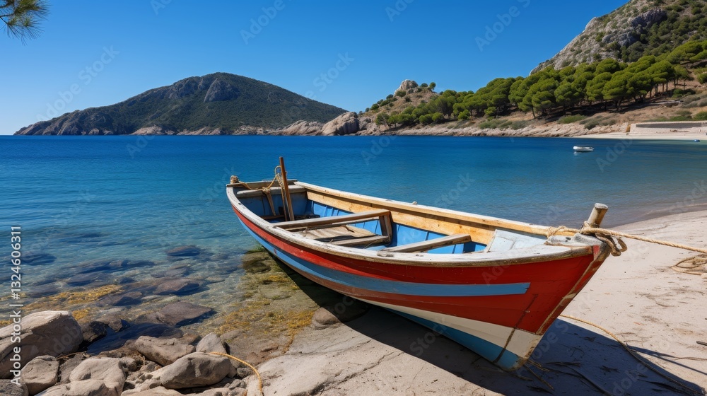 Serene coastal escape tranquil bay views with clear waters and sparse holidaymakers Serene coastal escape tranquil bay views with clear waters and sparse holidaymakers