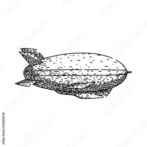 blimp airship sketch hand drawn vector