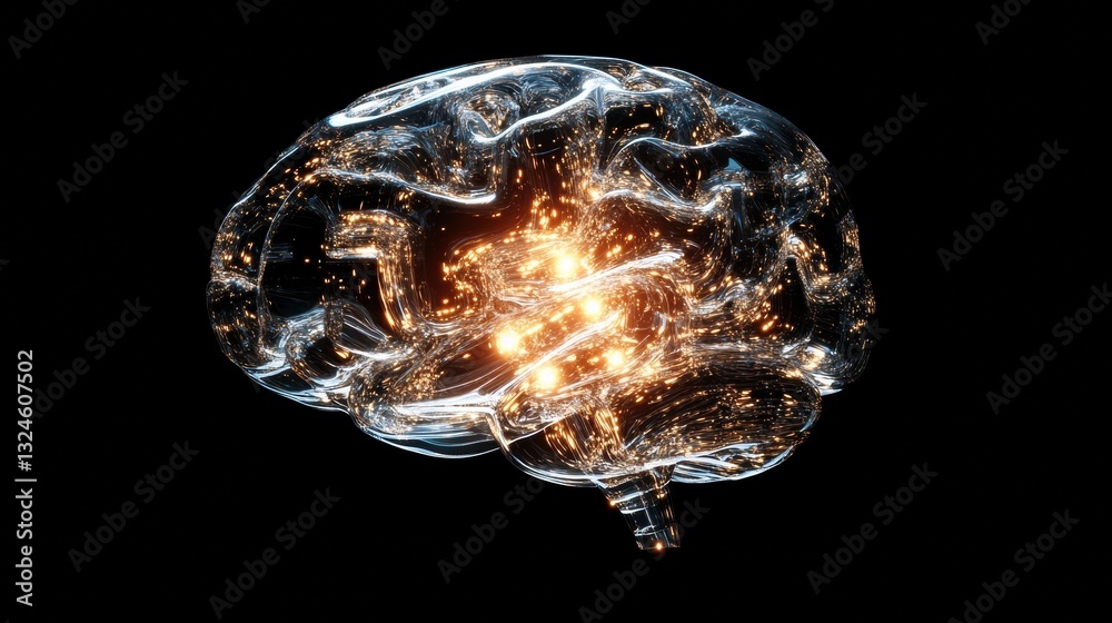 Fototapeta premium A conceptual image of artificial intelligence represented by a glowing digital brain