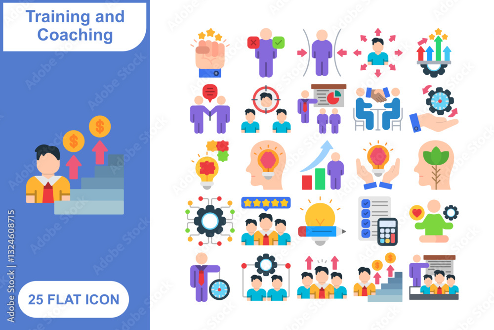 Training and Coaching Icons Set, Collection of 25 Training and Coaching Icons Set - 25 Vector Icons for Learning, Development, Education & Professional Growth Training and Coaching Icons Set, Collection of 25 Training and Coaching Icons Set - 25 Vector Icons for Learning, Development, Education & Professional Growth