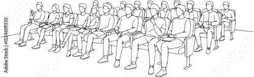 Contour of group people in auditorium. Vector illustration
