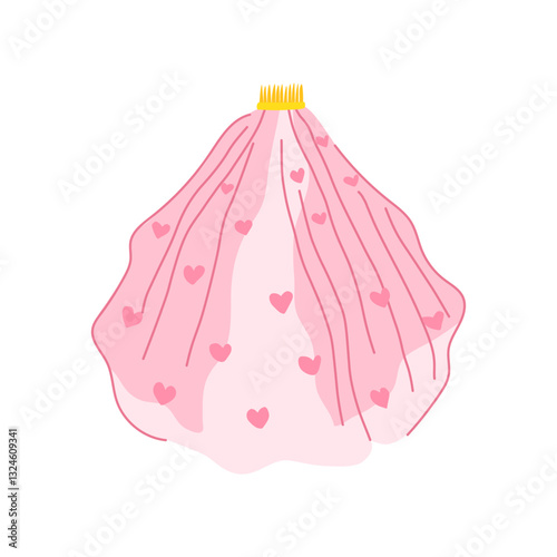 delicate veil bridal cartoon vector illustration