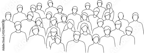 Contour of group people in auditorium. Vector illustration

