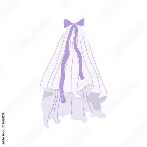 vintage veil bridal cartoon vector illustration