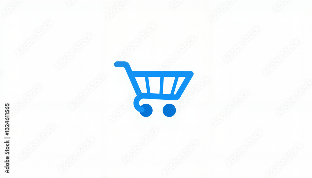 Blue shopping cart icon on white background for e-commerce and online shopping concept Blue shopping cart icon on white background for e-commerce and online shopping concept