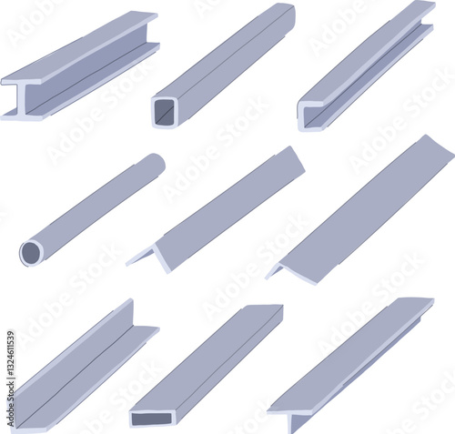 steal beam set cartoon vector illustration