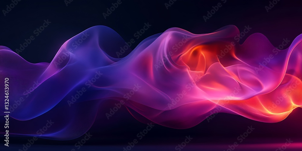 Fototapeta premium Abstract colorful wave, dark background (1)