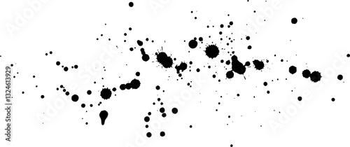 Ink spray dots, paint brush drops, background. Vector illustration

