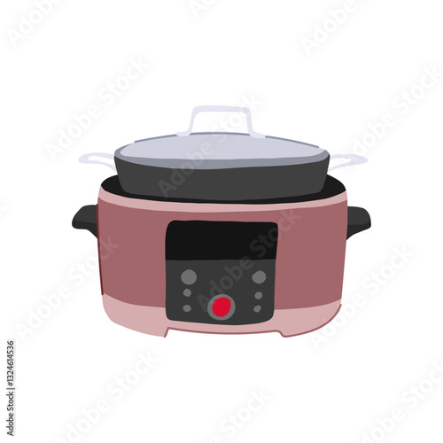soup slow cooker cartoon vector illustration
