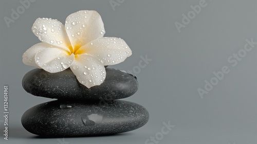 Tranquil Spa Stones with Dewdrops on Neutral Background