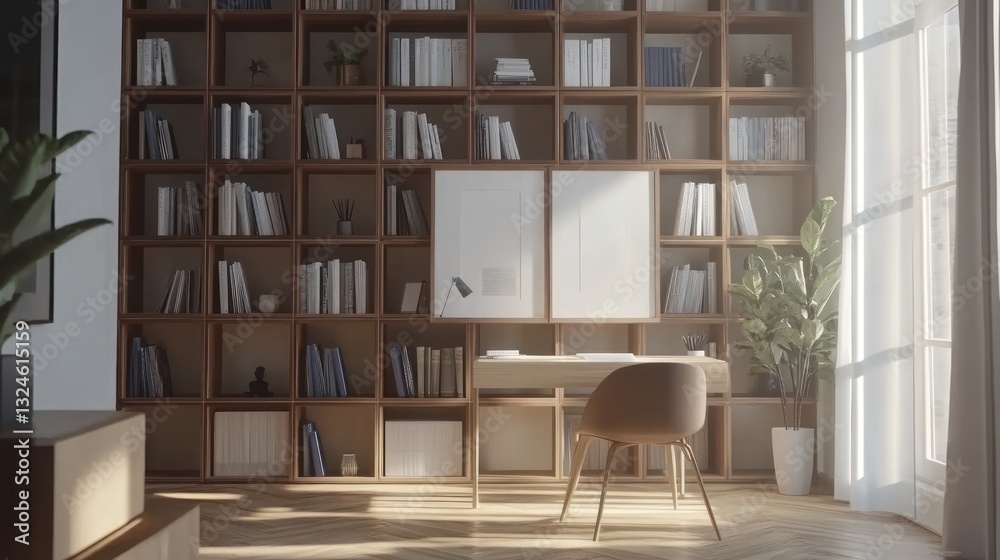 Fototapeta premium Modern Home Library Study Room