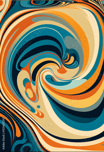 Abstrakcyjna grafika boho – kolorowy wektorowy wzór organiczny, nowoczesna ilustracja artystyczna, styl surrealistyczny, fantazyjne linie, liście i pióra, elegancki design dekoracyjny, harmonia natury