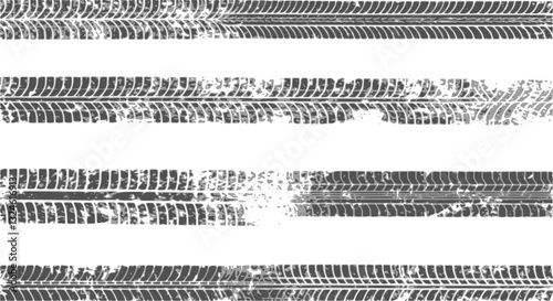 Background with tire wheel marks of cars. Vector illustration
