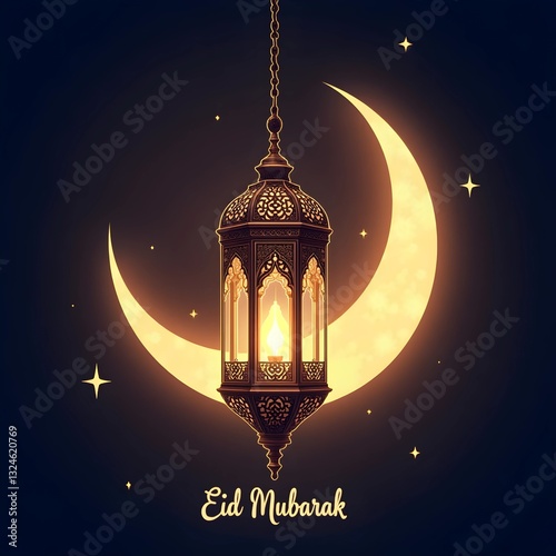 Wallpaper Mural Eid mubarak  festival background with lantern and moon Torontodigital.ca