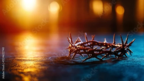 Crown of thorns on a dark surface