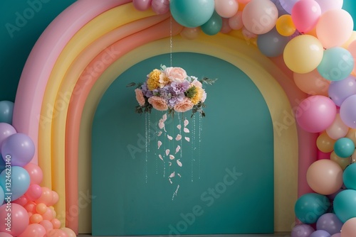 Kate Balloons Rainbow Birthday Backdrop, Rainbow Decor, Birthday Party, Party Backdrop, Balloon Garland, Rainbow Theme, Celebration, Event Decor, Festive Decor, Photo Backdrop, Party Background, 