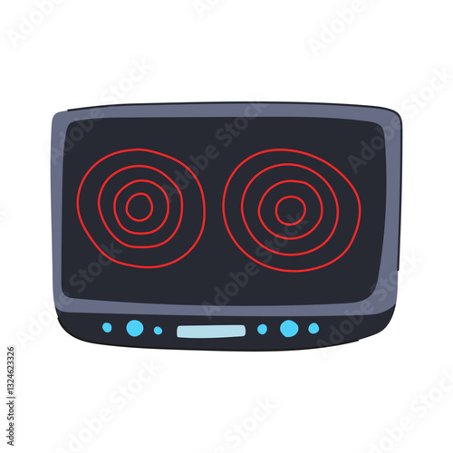 gas introduction cooktop cartoon vector illustration