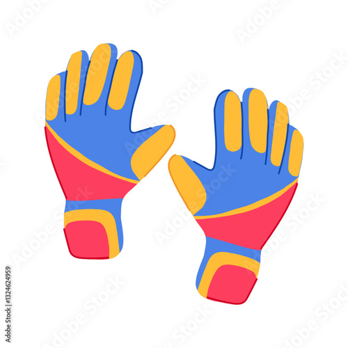 grip goalkeeper gloves cartoon vector illustration