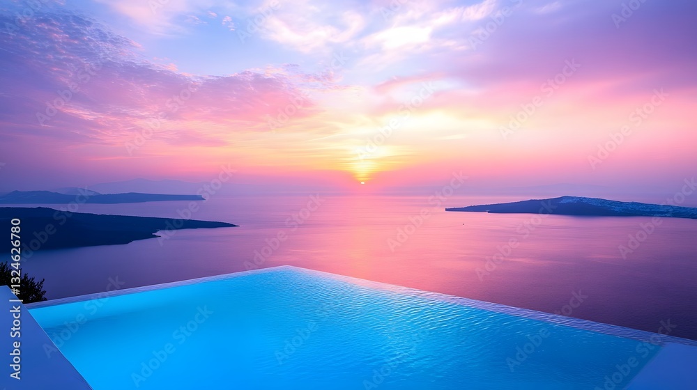 Obraz premium Santorini Sunset Infinity Pool