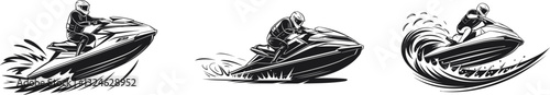 Jet Ski Silhouette Set Vector illustration