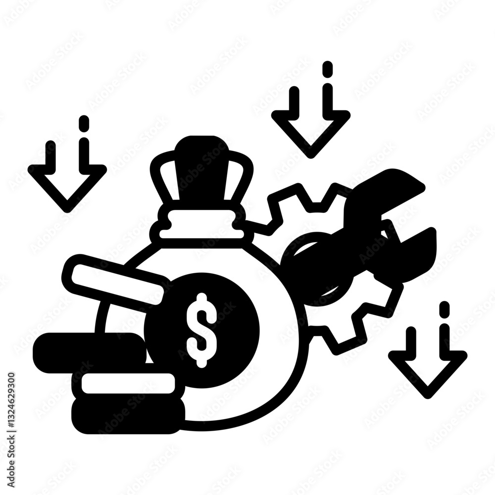 Reduce Cost icon in Mix Filled Style. Simple Vector Design. Simple Vector Outline Filled Icon Reduce Cost icon in Mix Filled Style. Simple Vector Design. Simple Vector Outline Filled Icon